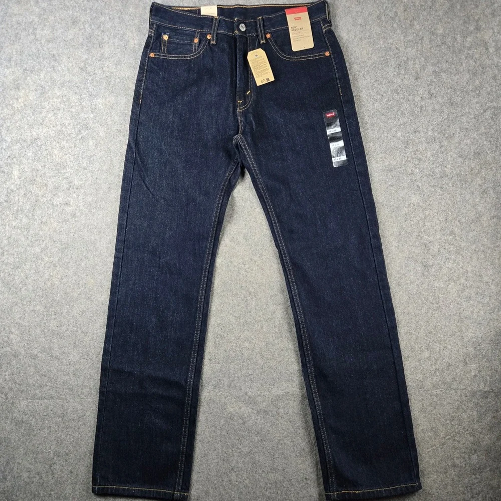 Levi 505 Regular Fit Jeans Mens 32x32 Dark Wash Indigo Straight Leg Denim New